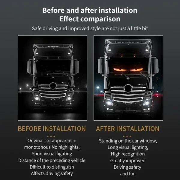 Truck Car Devil Eye LED Pixel Panel Light Remote Control Soft Foldable Lighting Scrolling For Board Windshield 12V 24V - Image 3