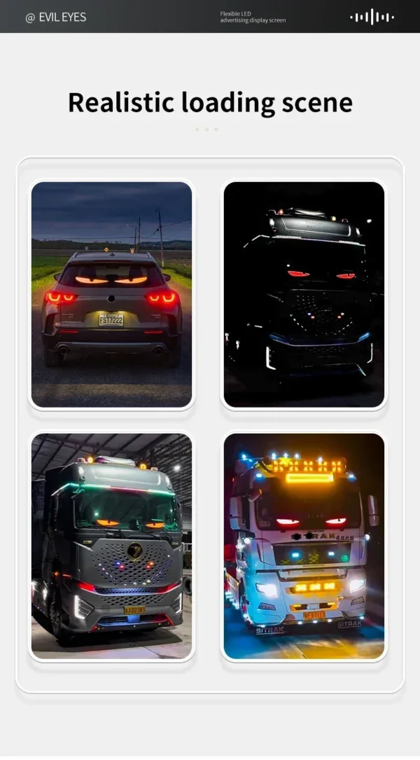 Truck Car Devil Eye LED Pixel Panel Light Remote Control Soft Foldable Lighting Scrolling For Board Windshield 12V 24V - Image 29