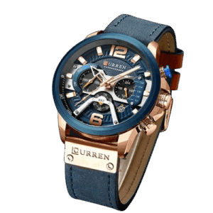 Curren 8301 Wristwatch – Blue Leather Strap, Classic Men’s Watch